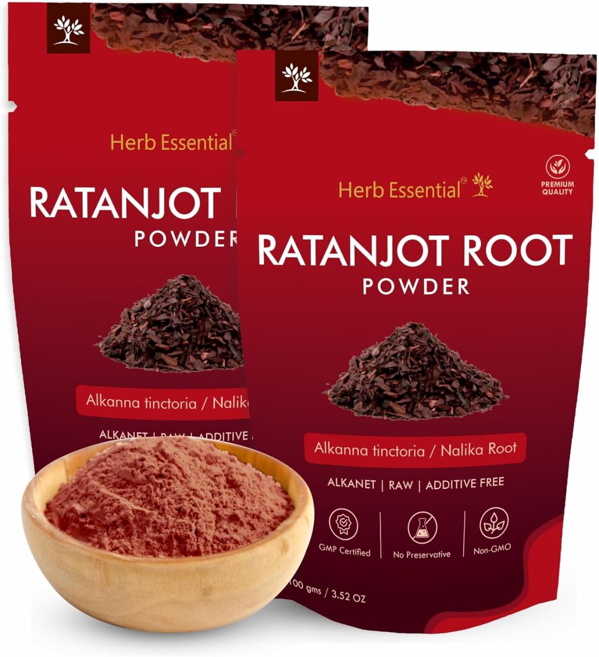 Herb Essential Ratanjot Powder Pack of 2(100g Each)|100% Pure Natural Alkanet Root for Hair Conditioning|Natural Shine & Skin Radiance|Vegan & Paraben-Free.