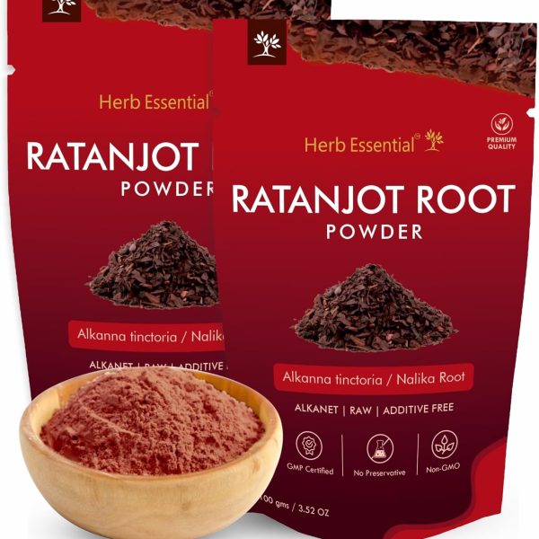 Herb Essential Ratanjot Powder Pack of 2(100g Each)|100% Pure Natural Alkanet Root for Hair Conditioning|Natural Shine & Skin Radiance|Vegan & Paraben-Free.