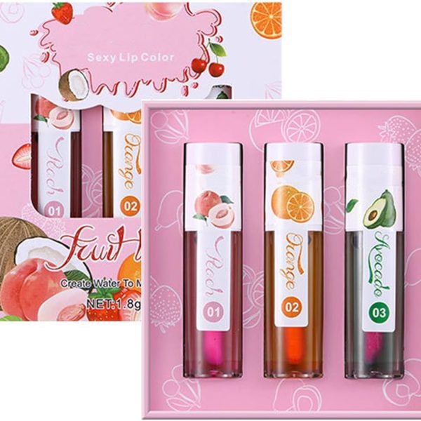 3pcs Color-Changing Lip Oil Set, Magic Fruit Lip Glow Oil with Hydrating Formula, Moisturizing Lip Gloss for Dry Lip Nourishment, Natural Glow Lip Makeup for Daily Lip Hydration & Smooth Lip Finish