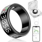 YelaJoy Smart Ring, Waterproof Health Tracker, 19MM Fitness Tracker Ring with Heart Rate Monitor,Sleep Tracker,Step Counter,Gesture Control, Compatible with IOS, Android, Black