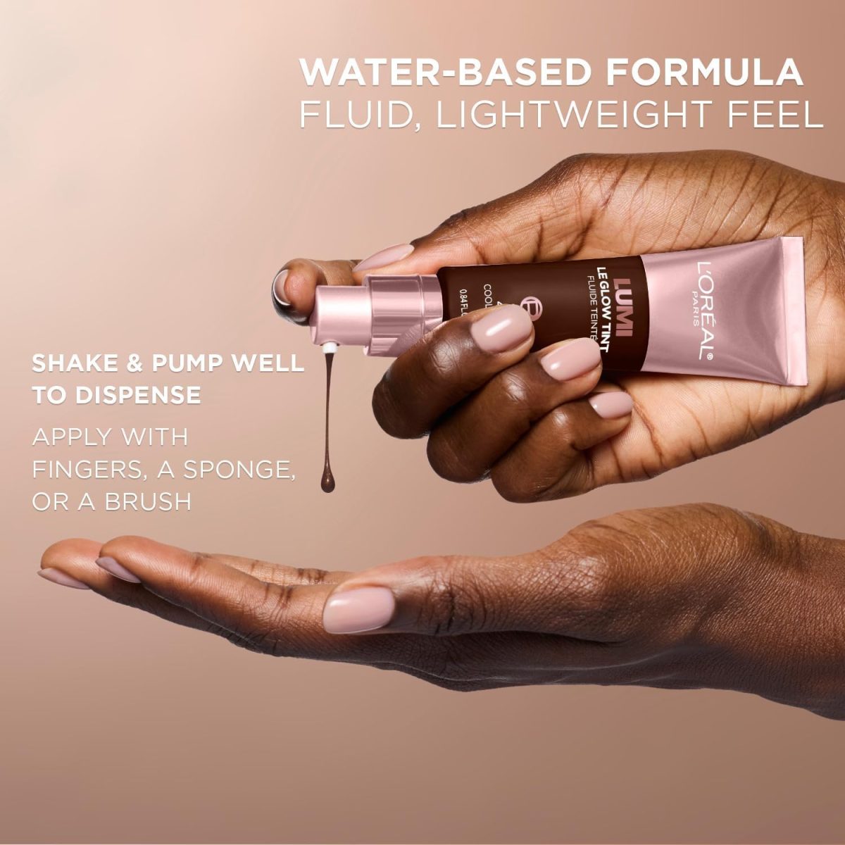 ⁦L'Oreal Paris Lumi Le Glow Skin Tint, Lightweight Water-Based Tinted Serum with Foundation-Like Coverage, Glow Illuminator, Warm 130, 0.85 Fl Oz⁩ - الصورة ⁦8⁩