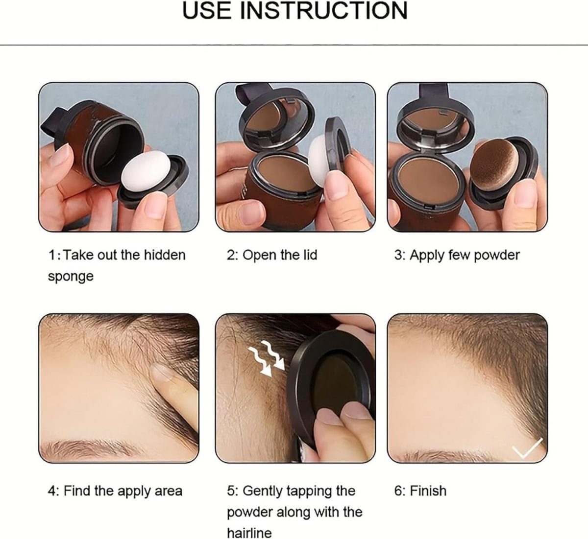 ⁦Hairbear Hair Filler,Hairline Shadow Powder,Hairline Powder Instantly Conceals,Instant Volume&scalp Coverage for Thinning Hair,Fast & Full Care, 100% Water Sweat Resistant (L, Dark gray)⁩ - الصورة ⁦5⁩