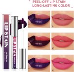 ⁦Set of 3 Colour Lip Stain Peel Off Set, Long Lasting Lip Tattoo & Waterproof Lip Tint Matte Finish, Non-stick Cup Removable Lip Liner 3 Pieces, Makeup Lip Gloss and Colour Lip Stain⁩ - الصورة ⁦3⁩