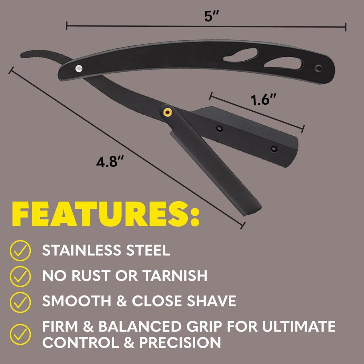⁦Khazna Straight Razor for Men - Premium Single Derby Blade Cutthroat Razor - 10 Replaceable Stainless Steel Blades - Barber Straight Edge Razor Kit - Navajas Para Barbero - Includes Leather Case⁩ - الصورة ⁦6⁩