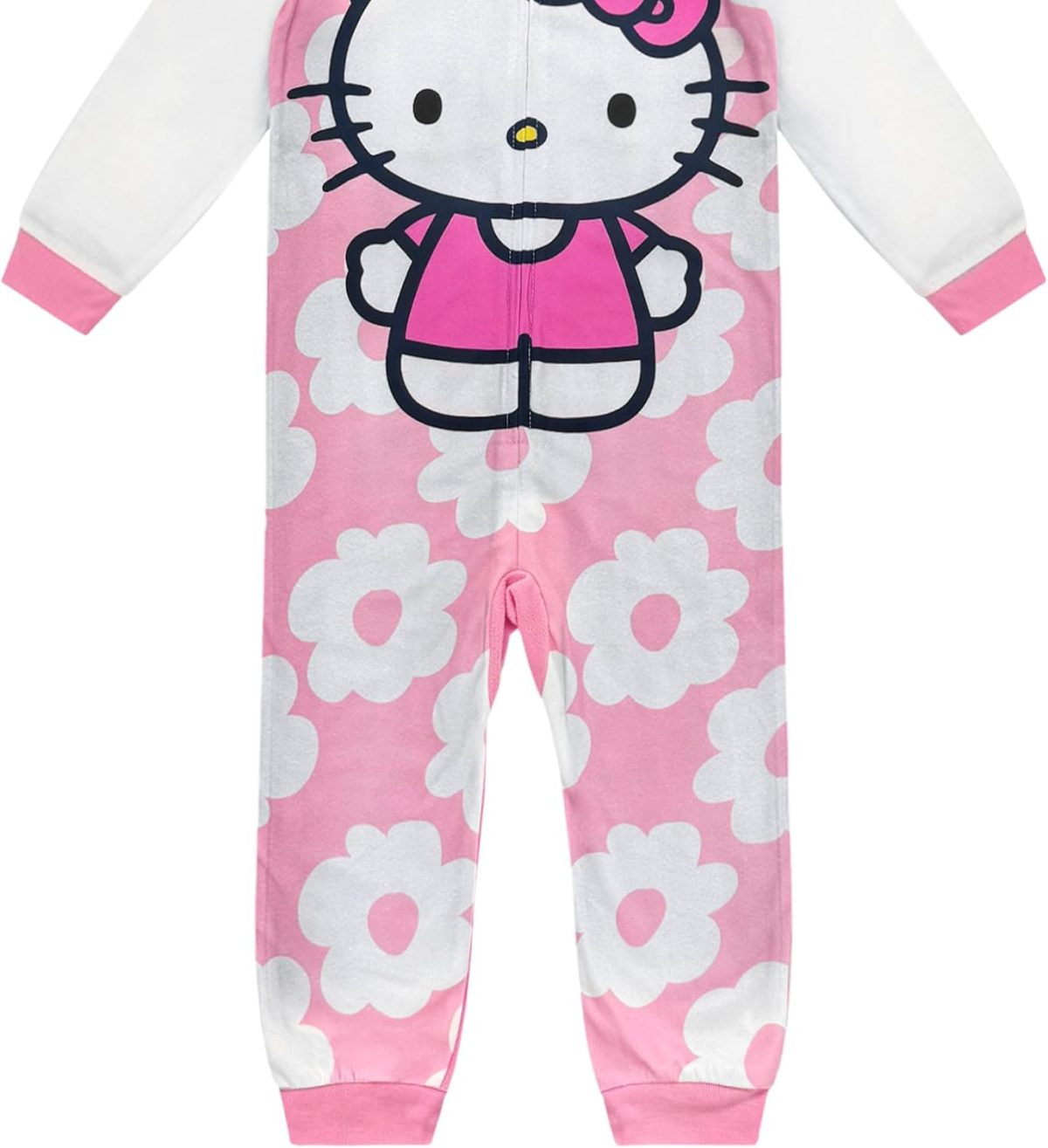 ⁦Hello Kitty Kids Onesie Pajamas - Girls Long Sleeve Zip Up Hooded Blanket Sleeper - One Piece Costume - Official License⁩ - الصورة ⁦4⁩