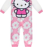 ⁦Hello Kitty Kids Onesie Pajamas - Girls Long Sleeve Zip Up Hooded Blanket Sleeper - One Piece Costume - Official License⁩ - الصورة ⁦4⁩