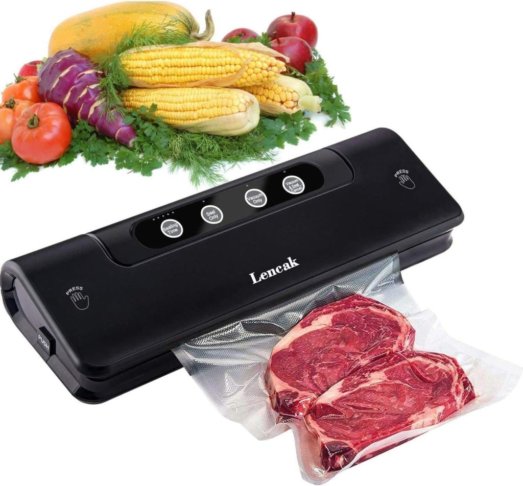 Wonone Lencak Vacuum Sealing Machine for Both Dried and Wet Fresh Food with Starter Kit (Black)