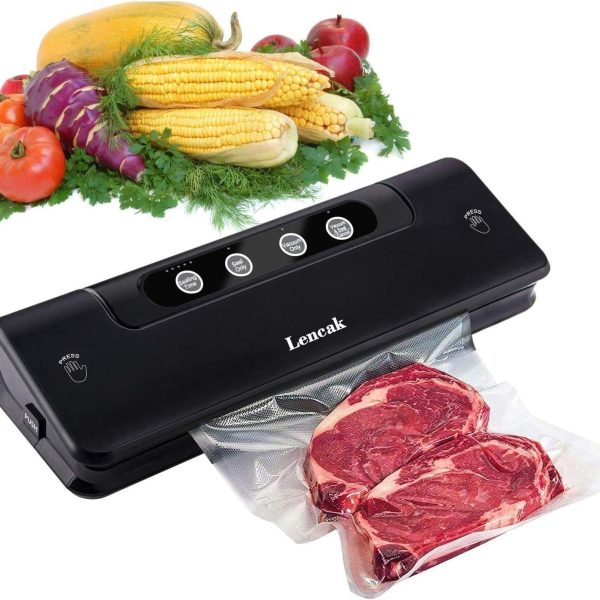 Wonone Lencak Vacuum Sealing Machine for Both Dried and Wet Fresh Food with Starter Kit (Black)