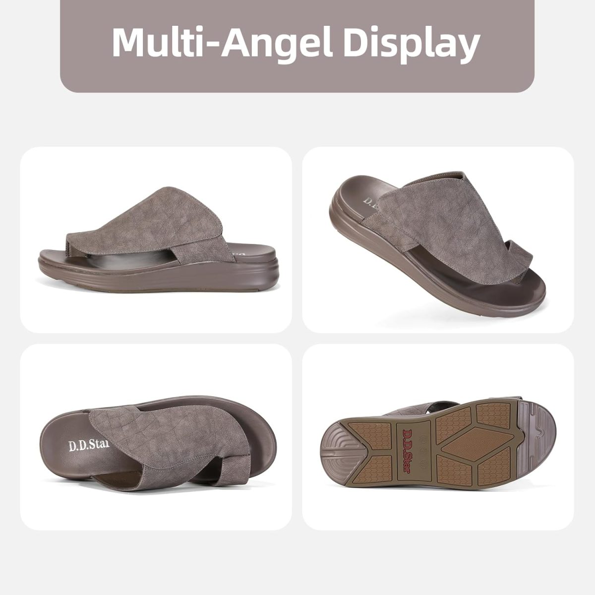 ⁦D.D.Star Slippers For Men, Big Size Comfortable And Memory Foam Sole Arabic Mens Thong Sandals Size 40 To 47.⁩ - الصورة ⁦3⁩
