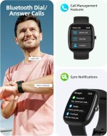 ⁦Parsonver Smart Watch for Men Women with Bluetooth Calls, 1.83" Fitness Tracker Watch 100+ Sport Modes IP68 Waterproof for Android iOS Phones with Blood Oxygen Heart Rate Sleep Monitor, Black⁩ - الصورة ⁦2⁩
