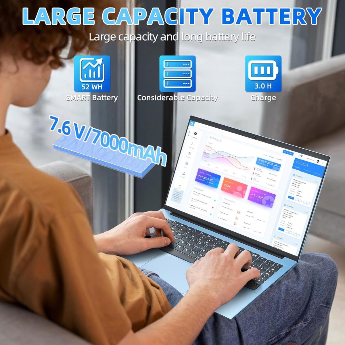⁦Naclud 15.6 Inch Laptops, Laptop Computers with 4GB RAM 128GB SSD, Celeron N5095 Quad-Core CPU(Up to 2.9GHz), 1920×1080 FHD IPS, Support WiFi6, 53Wh Battery, USB 3.2 * 3, HDMI, Type-C⁩ - الصورة ⁦6⁩