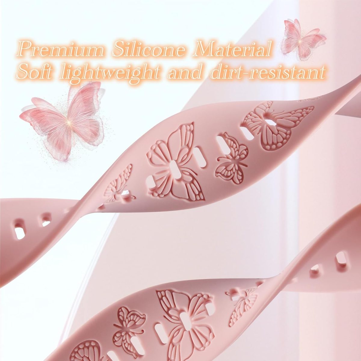 ⁦KEYSJEFF Silicone Straps for Apple Watch Strap Series 9 45mm 41mm 44mm 40mm 49mm for Iwatch Ultra Series 9/8/7/6/5/4/SE Pattern Engraved Band Women Men⁩ - الصورة ⁦2⁩