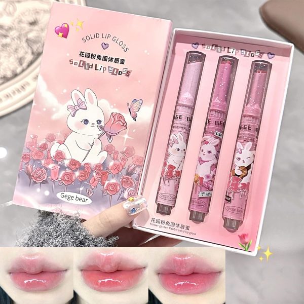 3 Colors Jelly Lipstick, Tinted Lip Gloss Heart Shape Lip Stain, Mirror Hydrating Jelly Love Lipstick, Long Lasting Moisturizing Tinted Lip Balm, Non-sticky (A)