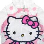 ⁦Hello Kitty Kids Onesie Pajamas - Girls Long Sleeve Zip Up Hooded Blanket Sleeper - One Piece Costume - Official License⁩ - الصورة ⁦3⁩