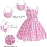 ⁦فستان الأميرة للبنات، زي الاميرة باربي، فستان بخصر منقوش باللون الزهري، أزياء تنكرية للأطفال، مع فيونكة وقلادة وسوار وخاتم وأقراط، لحفلات أعياد الميلاد للأطفال⁩ - الصورة ⁦5⁩