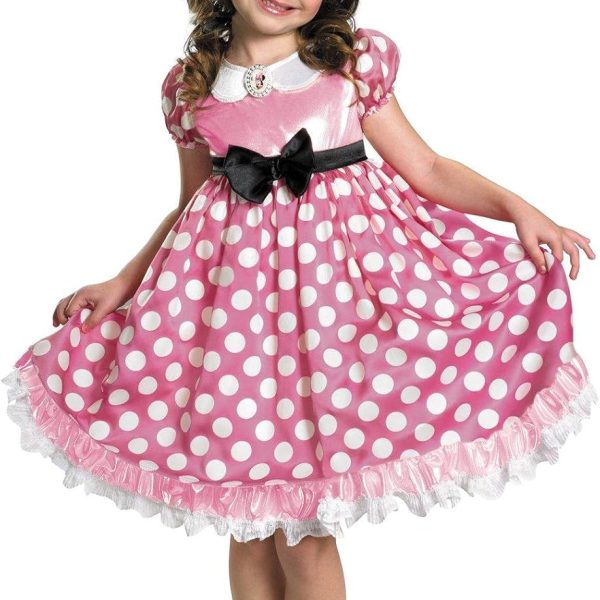 Disney Minnie Mouse Glow in The Dark Girls' Costume, Multi-colored, Medium