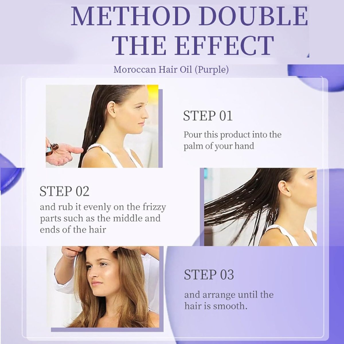 ⁦LBOYLOVE® Moroccan Argan Hair Oil, Purple Hair Essential Oil, Leave Hair Soft & Shiny, Deep Moisturizer, Frizz Control, Split End Repair for Dry & Damaged Hair, Hair Treatment Oil for Dry and Frizzy⁩ - الصورة ⁦4⁩