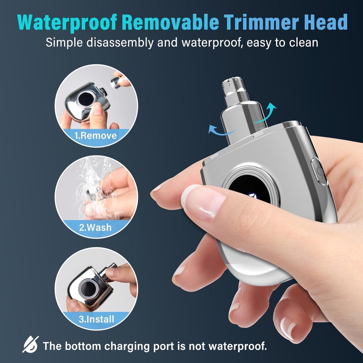 ⁦Nose Hair Trimmer, Electric Nose & Ear Hair Trimmer, Battery Indicator&Lock Button, Rechargeable Mini Nose Trimmer, Dual Edge Blades⁩ - الصورة ⁦4⁩