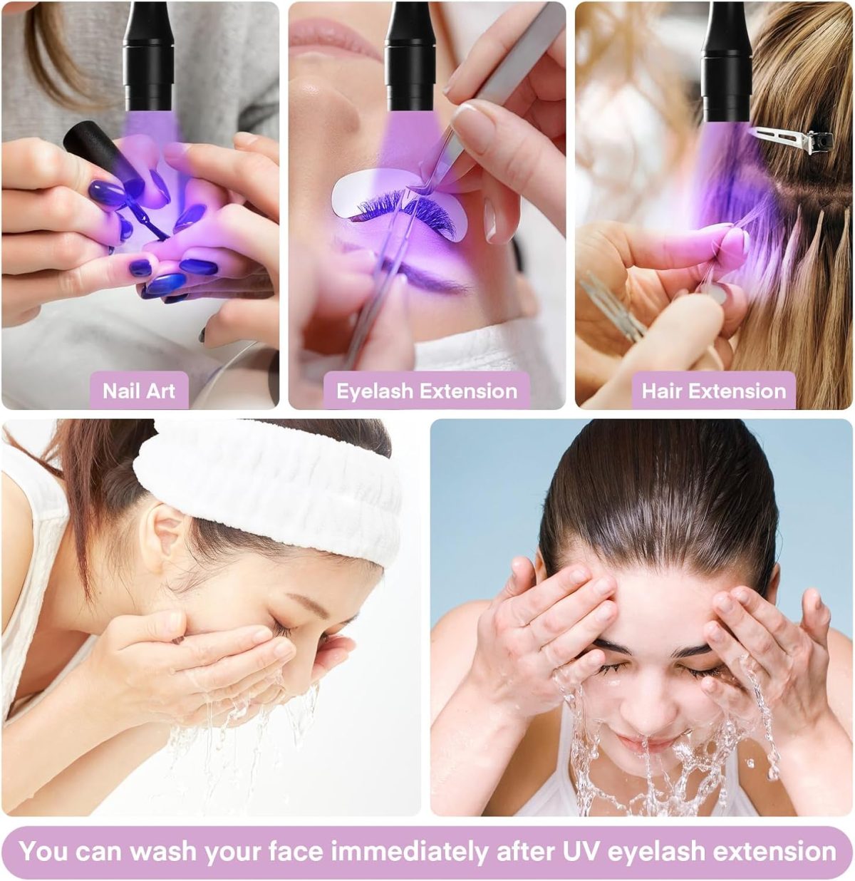 ⁦MYSWEETY UV Lash Light for Light Curing UV Eyelash Glue, 5W LED Eyelash Extensions Nail Tech Glue Lamp with Foot Pedal Control, Glue Cured in 2-3 Seconds, 10 Eye Patch+Goggles, Adjustable Spot Size⁩ - الصورة ⁦6⁩