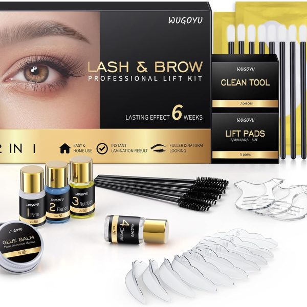 Lash Lift Kit - Brow Lamination Kit, Eyebrow Lamination Kit, Professional Eyelash & Brow 2 IN 1 Perm Kit, Eyebrow lift Kit, Fuller & Thicker Brows Suitable for Salon & Home Use, Lasts For 4-6 Weeks