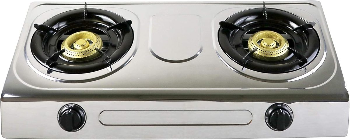 ⁦Geepas 2-Burner Gas Stove with Auto Ignition Stainless Steel Body | Model No GK5605 with 2 Years Warranty⁩ - الصورة ⁦2⁩