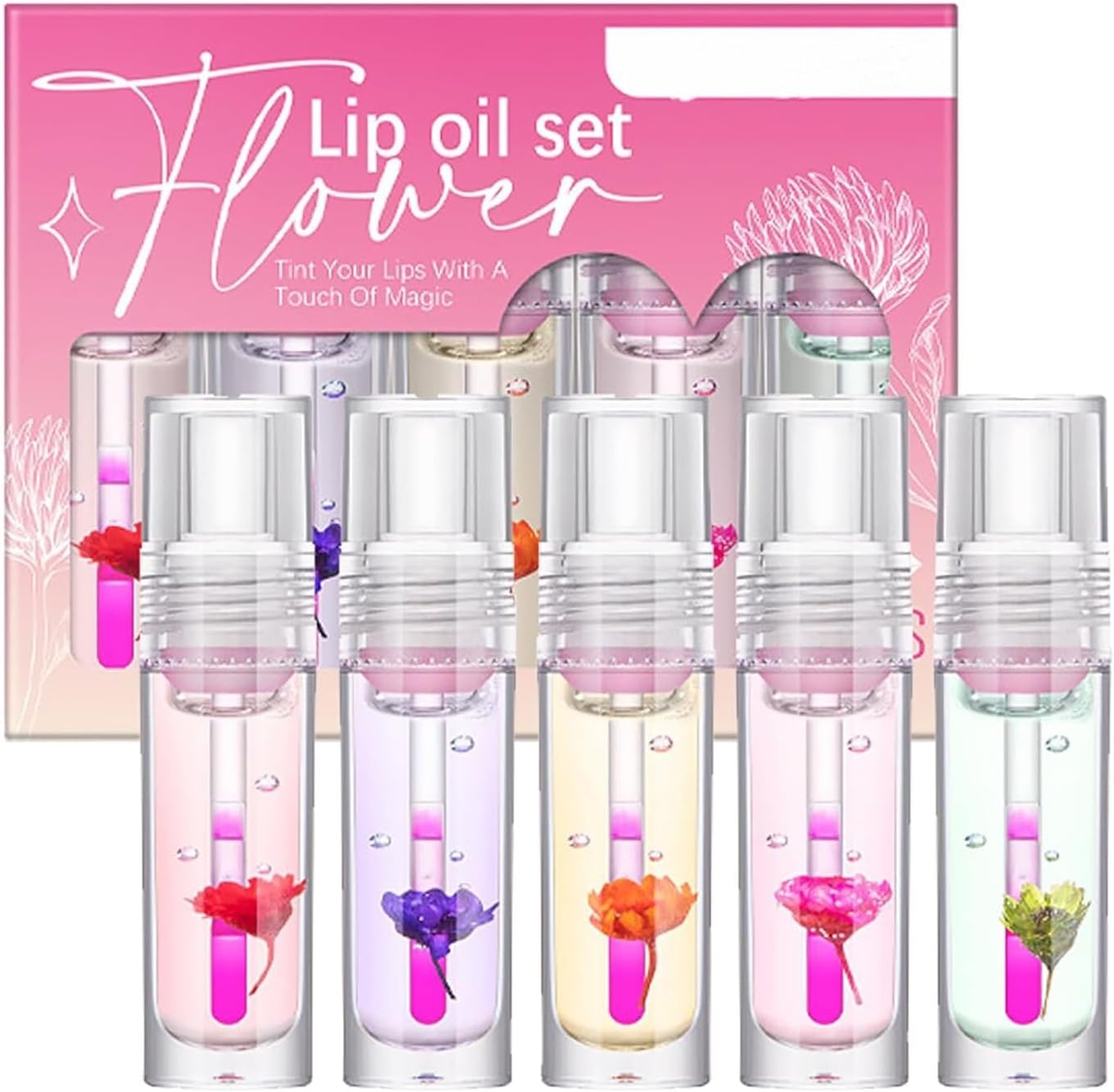 71SBTb1NW-L._AC_SL1500_.jpg مجموعة زيت شفاه لتكبير الشفاه من كولور تشينج، ملمع شفاه شفاف للعناية بالشفاه، زيت مرطب شفاه نباتي طبيعي، مغذي، غير لزج