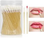 NALACAL Disposable Crystal Lip Brushes Stick, 100 Pcs Lip Gloss Brushes Lipstick Applicator, Makeup Beauty Brushes for Lipstick Lip Gloss Lip Mask Eyeshadow, Yellow