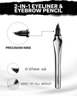 قلم تحديد الحواجب 2 في 1-2 شوكة بطرف منحني وطرف فرشاة دقيق لحواجب تشبه الشعر الطبيعي، مقاوم للماء ويدوم طويلا (بني رمادي) - الصورة 3