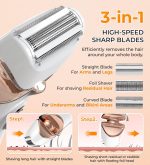 ⁦PRITECH Electric Shaver for Women,Ladies Shaver,Lady Razor for Legs,Arm,Underarm,Bikini,USB Rechargeable Razor Wet&Dry Cordless for Woman⁩ - الصورة ⁦3⁩