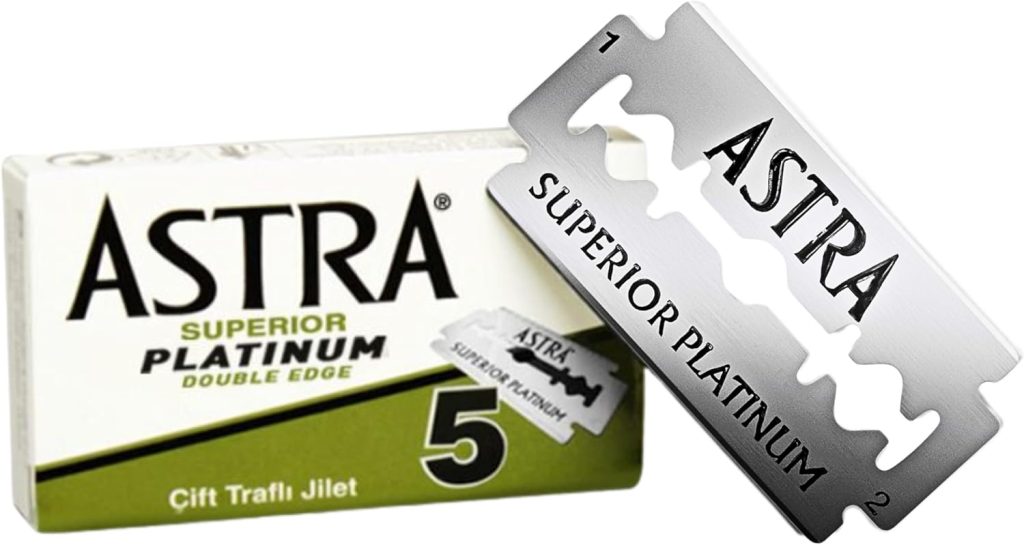 10 Astra Superior Platinum Double Edge Razor Blades For Professional Barbers And Traditional Shaving Enthusiasts