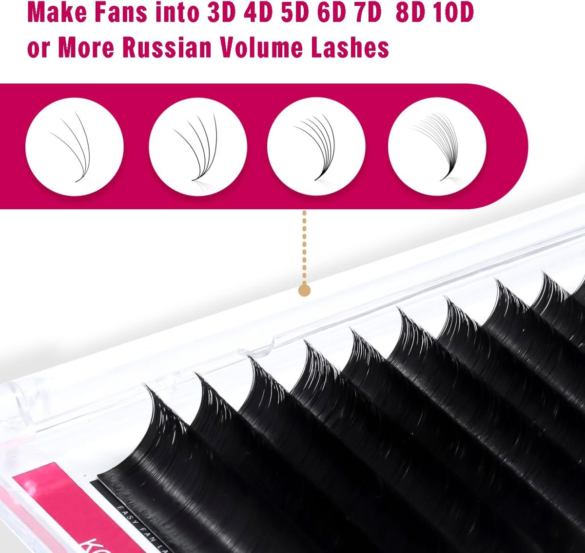 ⁦KOLYBEL Eyelash Extensions Easy Fan Lashes 0.07 Thickness C Curl 15mm Single Length Auto Blooming Lash Extension Volume Lashes Lasting Self Fanning Lashes(0.07-C,15mm)⁩ - الصورة ⁦5⁩