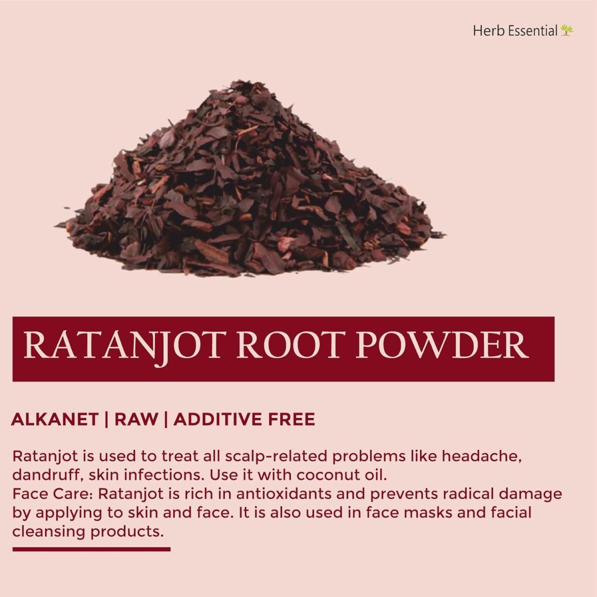 ⁦Herb Essential Ratanjot Powder Pack of 2(100g Each)|100% Pure Natural Alkanet Root for Hair Conditioning|Natural Shine & Skin Radiance|Vegan & Paraben-Free.⁩ - الصورة ⁦6⁩