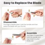 ⁦Dermaplaning Tool for Face Exfoliation, with 20 Replaceable Blades, Facial Shaver/Eyebrow Razor, Peach Fuzz Removal Eyebrow Shaper for Women, Easy to Use Dermaplaner Help Exfoliate and Smooth Skin⁩ - الصورة ⁦6⁩