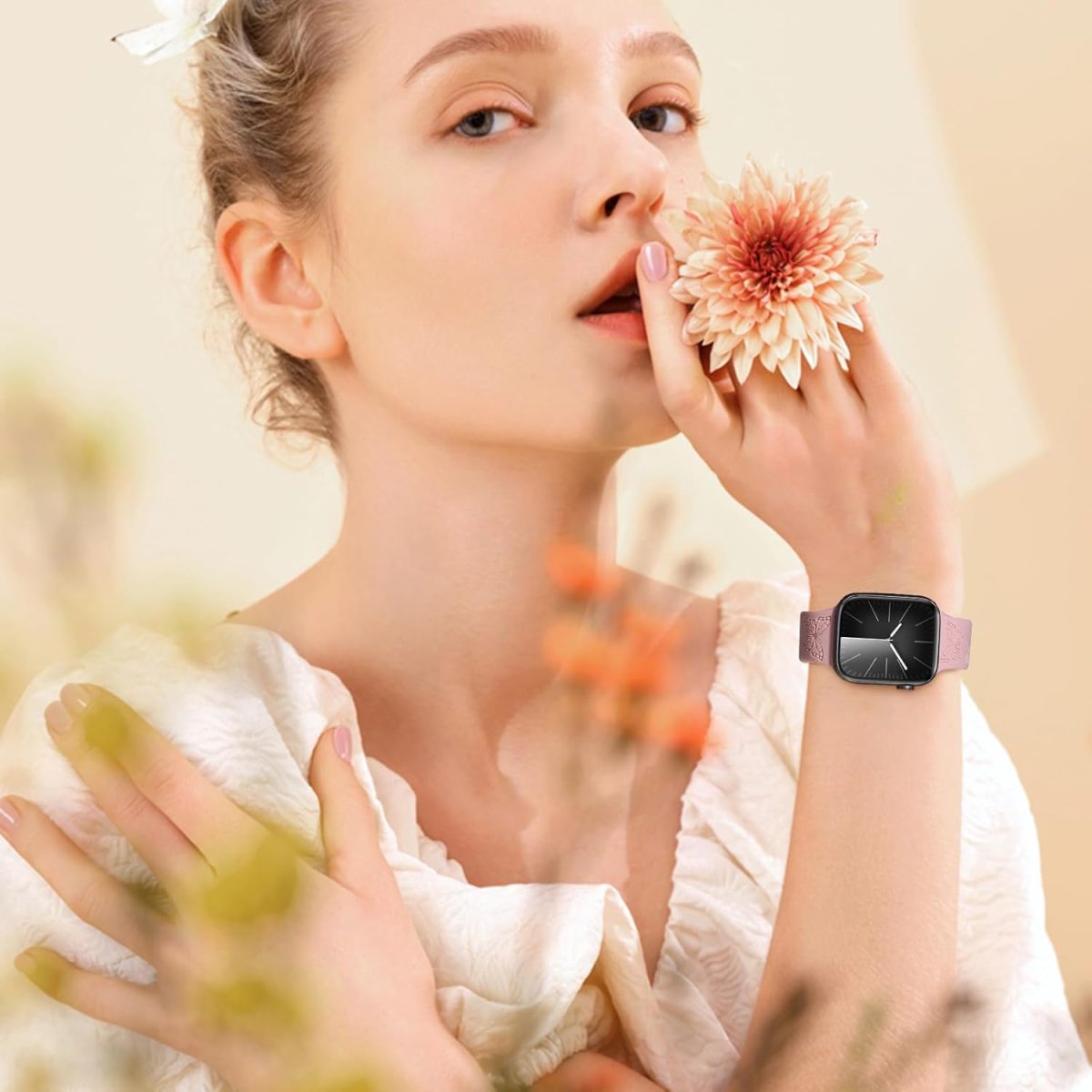 ⁦KEYSJEFF Silicone Straps for Apple Watch Strap Series 9 45mm 41mm 44mm 40mm 49mm for Iwatch Ultra Series 9/8/7/6/5/4/SE Pattern Engraved Band Women Men⁩ - الصورة ⁦7⁩