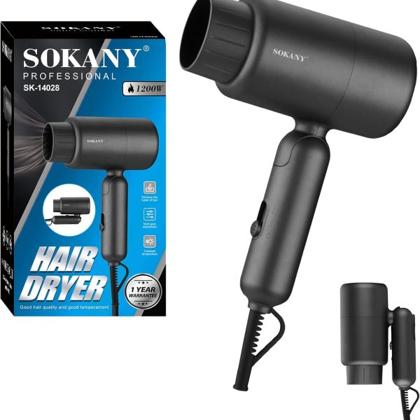 مجفف شعر قابل للطي للمنزل وصالونات السفر، مجفف شعر محمول 1200 واط بتقنية ايونية، اداة تصفيف الشعر الاحترافية مع اعدادين للسرعة، تحكم ايوني في التجعد