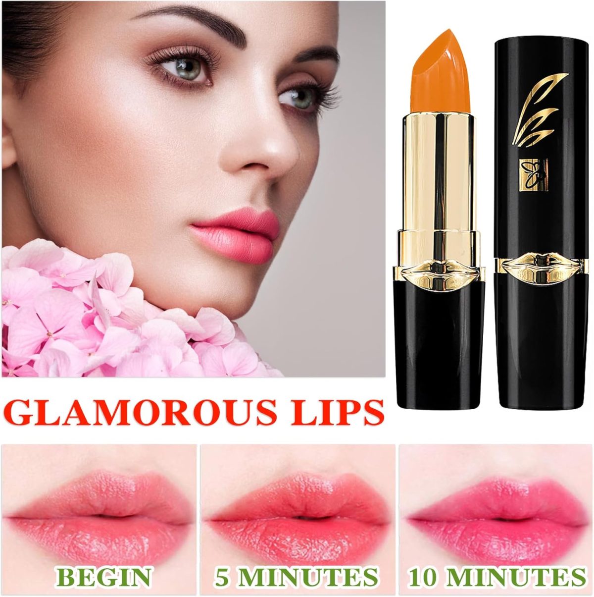 ⁦3Pcs Temperature Color Change Lipstick, Long Lasting Nourishing Moisturizing Lipgloss, Magic Temperature Color Changing Lipstick, Lip Gloss, Waterproof Matte Lip Balm Makeup⁩ - الصورة ⁦5⁩