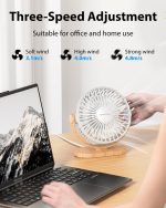 ⁦SWEETFULL Desk Fan, Small USB Desk Fan Silent, 3 Speeds Portable Personal Desktop Fan, Dual 360 Adjustment Mini Fan, Quiet Operation for Home,Office,School and Outdoor (White)⁩ - الصورة ⁦2⁩