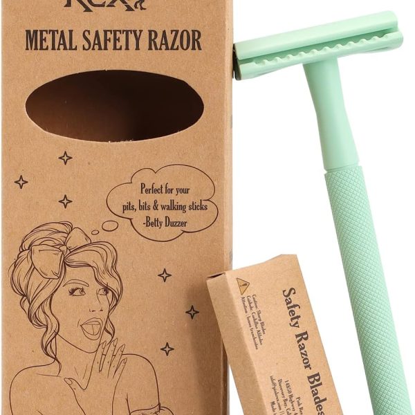 ماكينة حلاقة آمنة للنساء من بينك ريكس (لون أخضر سي جرين)