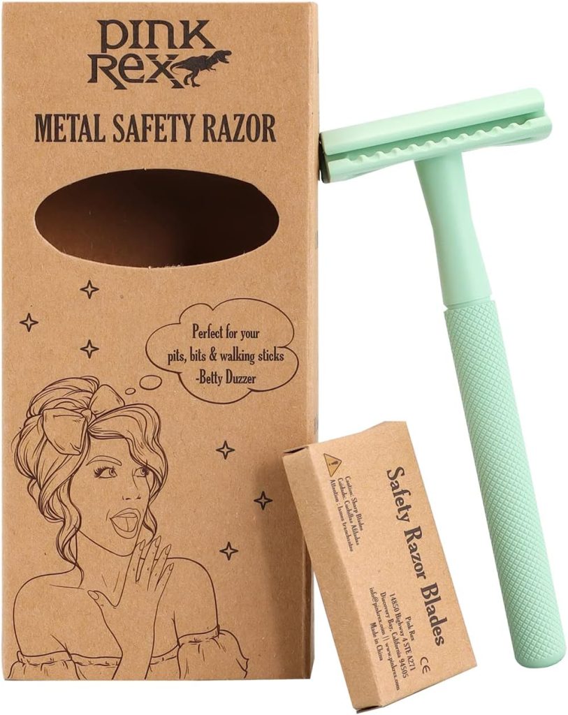 ماكينة حلاقة آمنة للنساء من بينك ريكس (لون أخضر سي جرين)