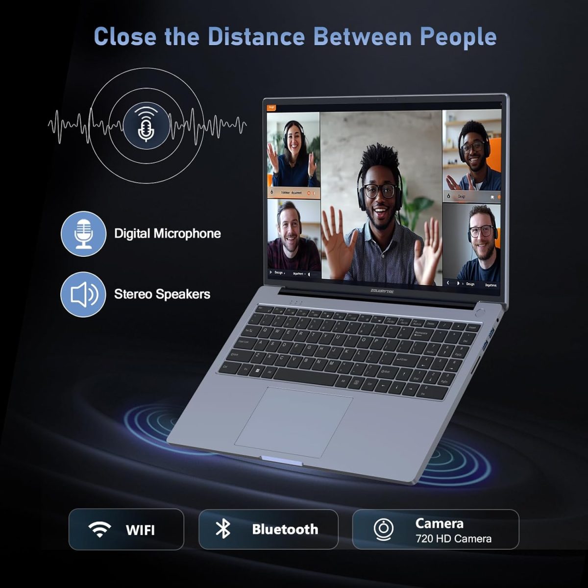 ⁦ZOLWAYTAC Gaming Laptop,Laptop Computer 16" FHD Display,16GB RAM 512GB SSD with N100 Processor(Up to 3.4GHz),Professional Edition,BT5.0 HDMI,Supports Type C Charging,WiFi,SpaceGray⁩ - الصورة ⁦6⁩
