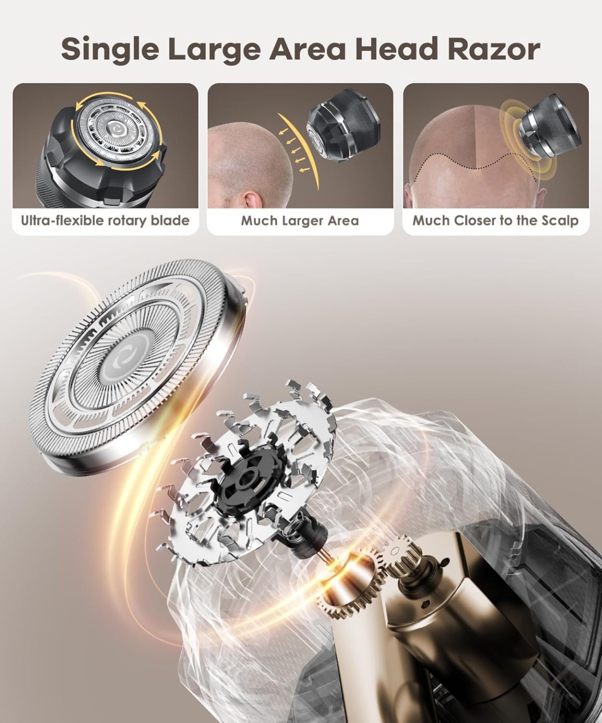 ⁦Head Shavers for Bald Men, Magnetic Electric Razor with 10000 RPM Motor, IPX8 Waterproof, Large Blade for Quick Shaving, USB C Fast Charging, LED Display⁩ - الصورة ⁦2⁩