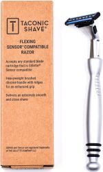 ⁦Taconic Shave's Heavyweight Chrome razor - Compatible with Gillette Sensor Blades - One Sensor Razor Blade Included⁩ - الصورة ⁦9⁩