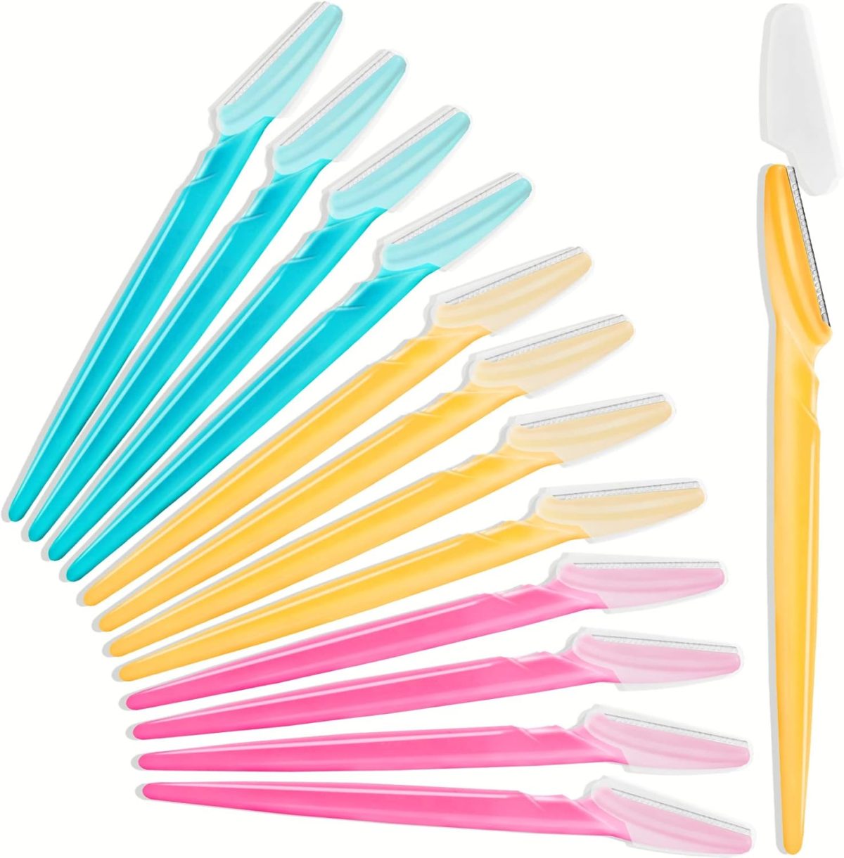 HFATMOS 12 Pcs Eyebrow Razor, Multipurpose Exfoliating Dermaplaning Tool for Face, Facial and Eyebrow Shaper with Precision Cover for Women Men, Easy to Use