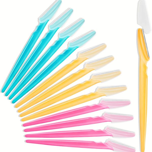 HFATMOS 12 Pcs Eyebrow Razor, Multipurpose Exfoliating Dermaplaning Tool for Face, Facial and Eyebrow Shaper with Precision Cover for Women Men, Easy to Use