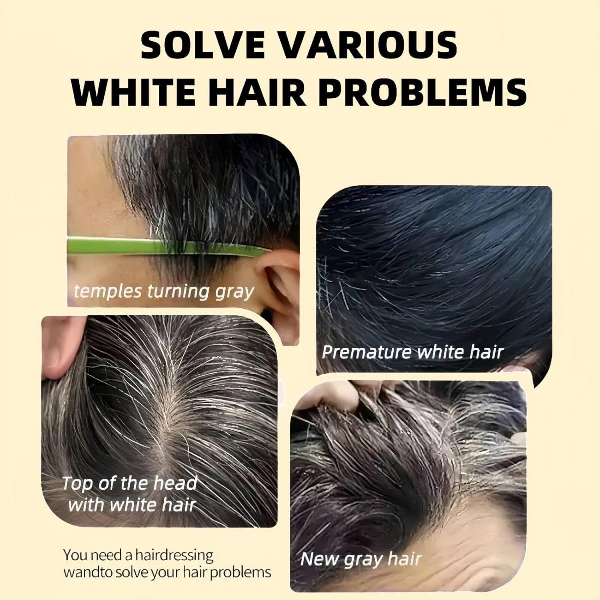 ⁦Safe and Convenient Comb Hair Dye,2-in-1 Hair Dye Comb,Fast-Acting Comb-Over D/ye,Waterproof and Sweat-Proof H/air D/ye C/omb,H/air Color Stick,Portable Ha/ir Colouring Cream(Black, 01#)⁩ - الصورة ⁦4⁩