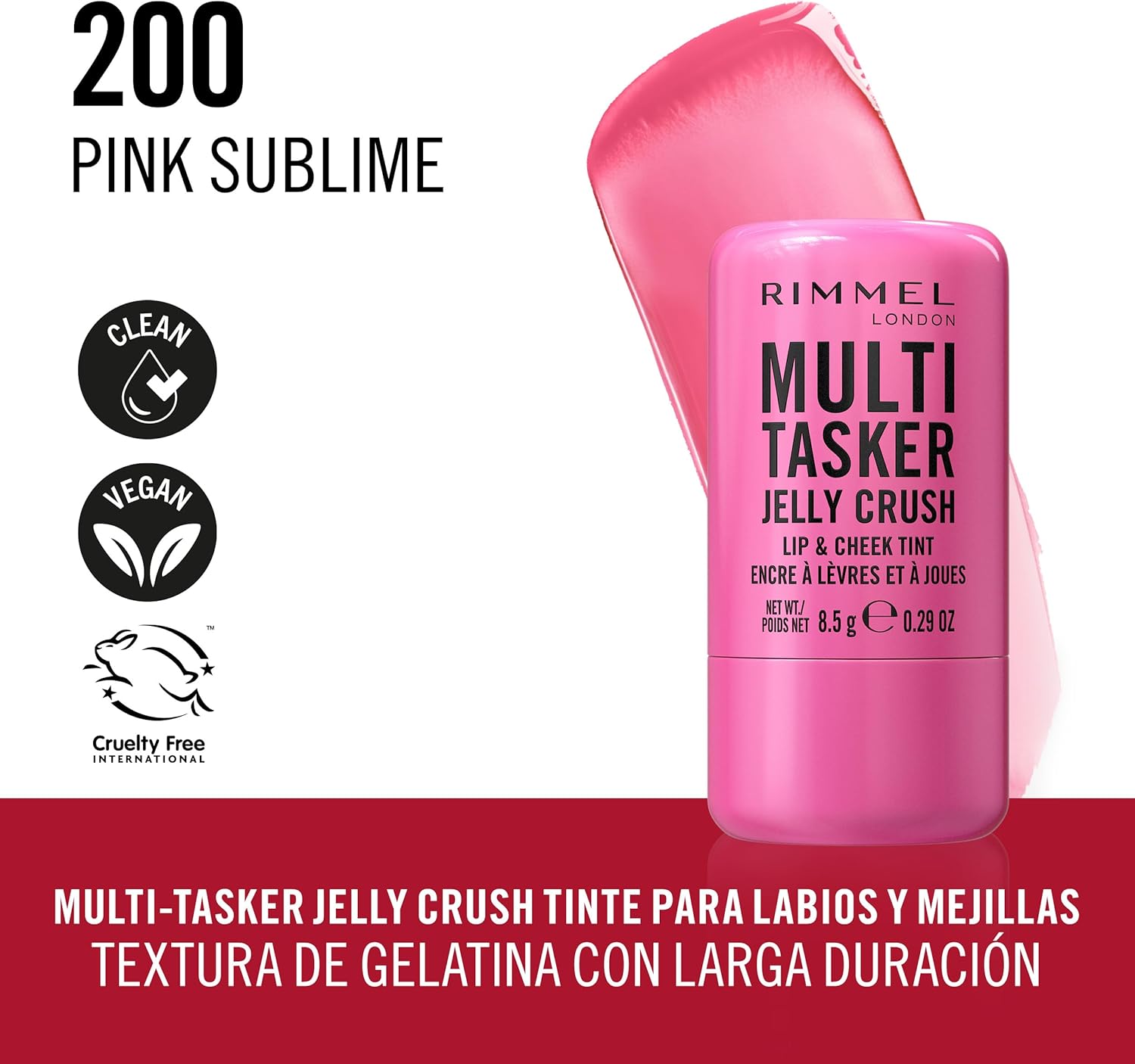 71VjxYVQFL._AC_SL1500_.jpg ريميل احمر خدود وملمع شفاه جيلي كراش من مالتي تاسكر، 150 ريد بيبر برائحة الفراولة، تركيبة مرطبة خفيفة 0.3 اونصة - الصورة 4