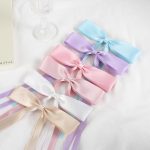 ⁦6PCS Bow Hair Clips, Soft Silky Stain Ribbon Hair Clips for Women, Cute Hair Bows with Long Tail, Solid Bows for Female Thick Thin Long Hair,Hair Accessories (Macaron)⁩ - الصورة ⁦7⁩