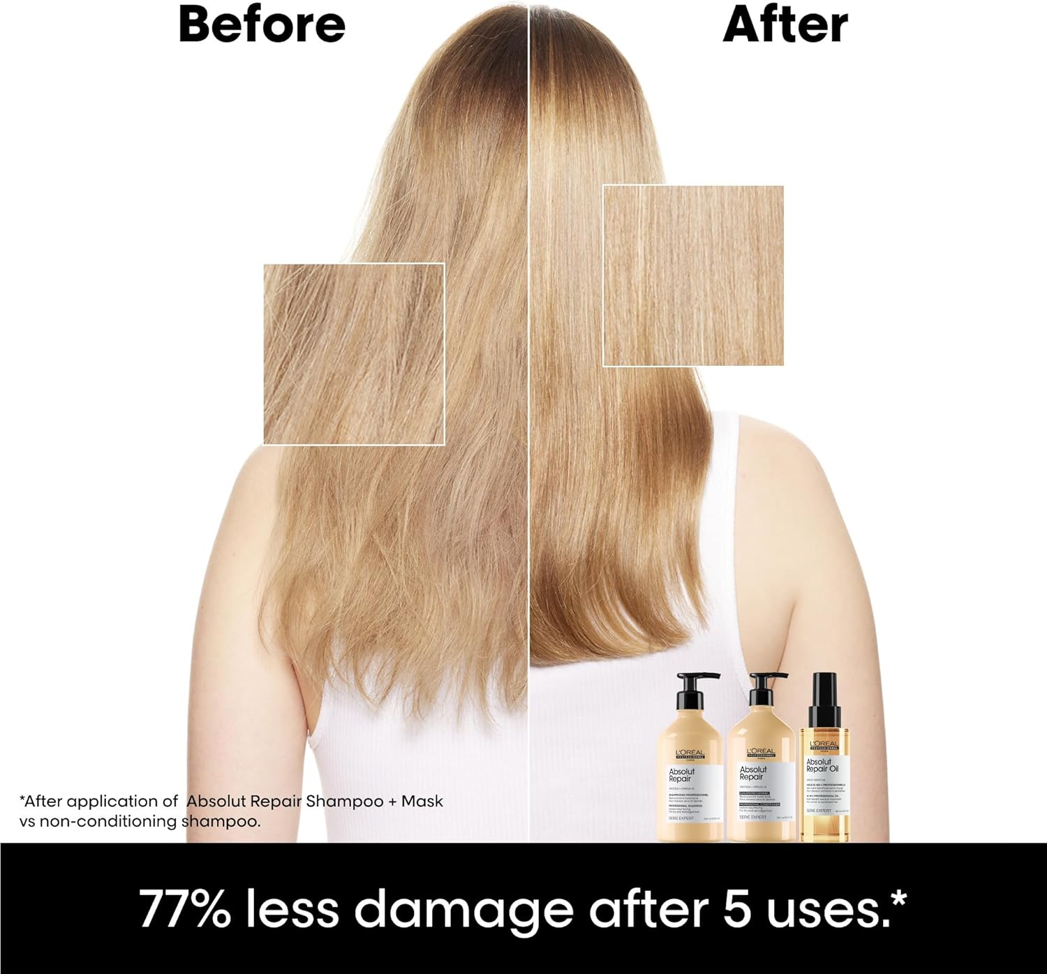 71Vqx-ZQgjL._AC_SL1500_.jpg لوريال بروفيشنال شامبو اصلاح الشعر من ابسولوت | علاج بالبروتين | يصلح التلف ويوفر اللمعان | مع الكينوا والبروتينات | الجاف والتالف | 16.9 اونصة سائلة - الصورة 2