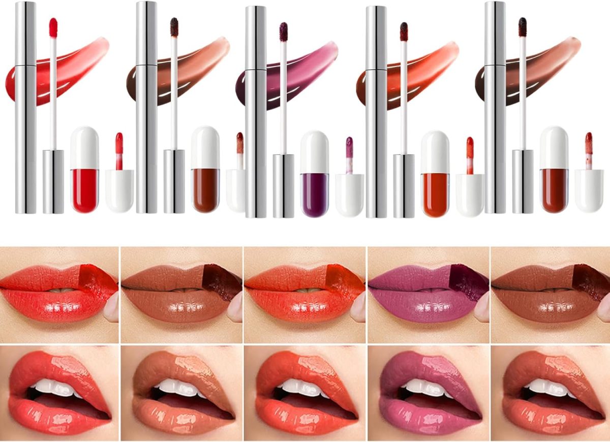 Lip Gloss Set - Waterproof Lip Stain - Long-Lasting Smudge Proof Lipstick, Makeup Set for Women Girls Everyday Wear Travel Commuting Dating Wedding