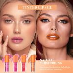 ⁦LBOYLOVE® 4 PCS Tinted Lip Oil, Big Brush Head Long Lasting Hydrating Shimmery Transparent, Lip Plumper Lipgloss, Long Lasting Shimmer Plumping Lipgloss For Women and Teenage Girls (Set A)⁩ - الصورة ⁦4⁩